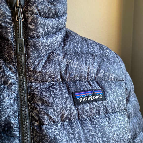 Patagonia Down Sweater Jacket Small Forestland Tailored Grey Black Snowy S - Picture 6 of 16